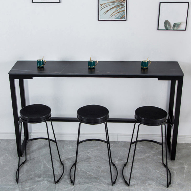 Contemporary Bar Dining Table Indoor Rectangle Bar Table with Iron Base Clearhalo 'Bar Furniture' 'Bar Tables' 'bar_tables' 'Furniture' 'furniture_bar_tables' 'Kitchen & Dining Furniture' 'kitchen&dining_furn' 'kitchen' 4241210