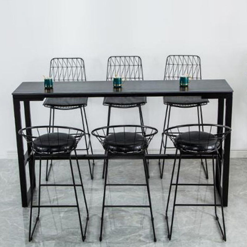 Contemporary Bar Dining Table Indoor Rectangle Bar Table with Iron Base Clearhalo 'Bar Furniture' 'Bar Tables' 'bar_tables' 'Furniture' 'furniture_bar_tables' 'Kitchen & Dining Furniture' 'kitchen&dining_furn' 'kitchen' 4241214
