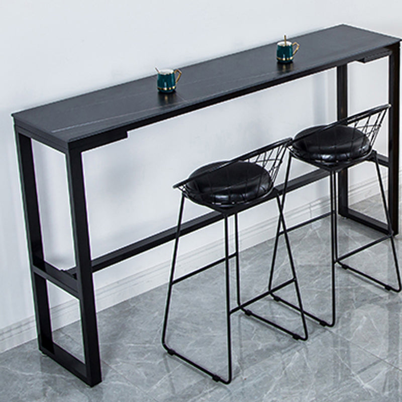 Contemporary Bar Dining Table Indoor Rectangle Bar Table with Iron Base Clearhalo 'Bar Furniture' 'Bar Tables' 'bar_tables' 'Furniture' 'furniture_bar_tables' 'Kitchen & Dining Furniture' 'kitchen&dining_furn' 'kitchen' 4241215