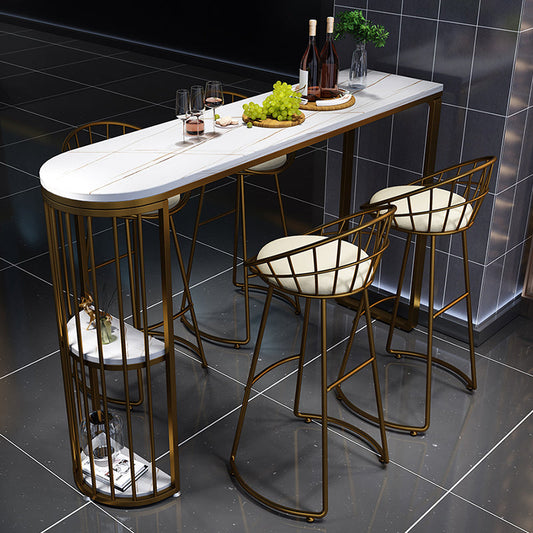 Modern Living Room Patio Bar Table White Marble Storage Counter-height Pub Table Clearhalo 'Bar Furniture' 'Bar Tables' 'bar_tables' 'Furniture' 'furniture_bar_tables' 'Kitchen & Dining Furniture' 'kitchen&dining_furn' 'kitchen' 4241225