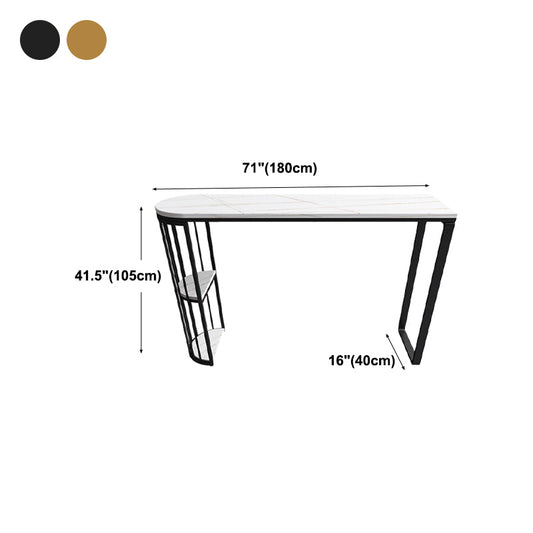 Modern Living Room Patio Bar Table White Marble Storage Counter-height Pub Table Clearhalo 'Bar Furniture' 'Bar Tables' 'bar_tables' 'Furniture' 'furniture_bar_tables' 'Kitchen & Dining Furniture' 'kitchen&dining_furn' 'kitchen' 4241236