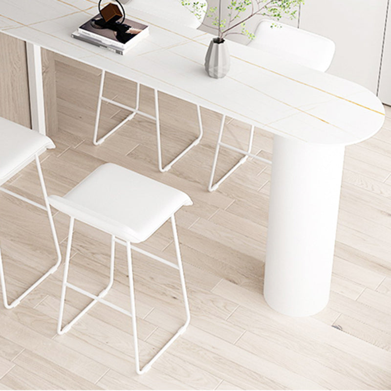Contemporary Bar Dining Table Indoor Bar Table with Iron Base in White Clearhalo 'Bar Furniture' 'Bar Tables' 'bar_tables' 'Furniture' 'furniture_bar_tables' 'Kitchen & Dining Furniture' 'kitchen&dining_furn' 'kitchen' 4241240