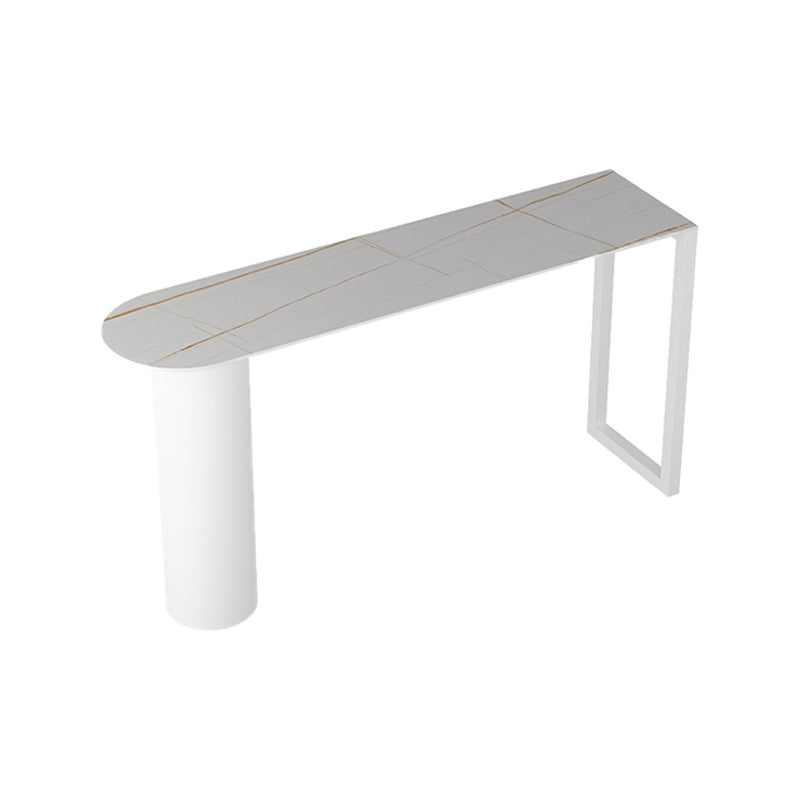 Contemporary Bar Dining Table Indoor Bar Table with Iron Base in White Clearhalo 'Bar Furniture' 'Bar Tables' 'bar_tables' 'Furniture' 'furniture_bar_tables' 'Kitchen & Dining Furniture' 'kitchen&dining_furn' 'kitchen' 4241241