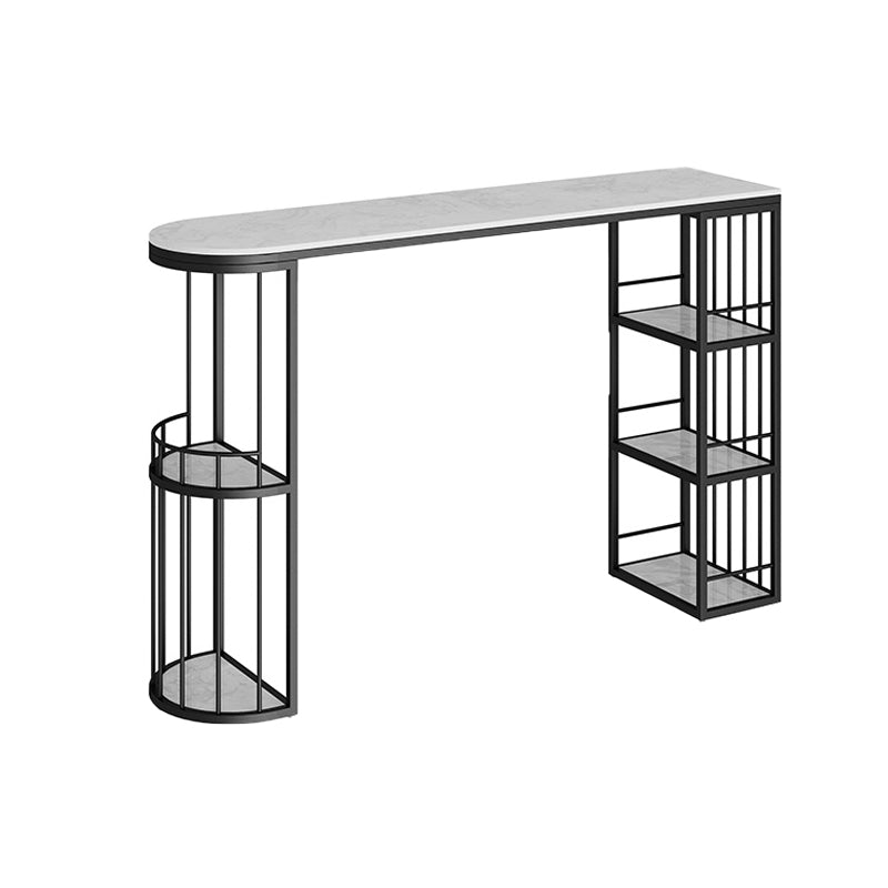 Indoor Stone Sled Cocktail Bar Table Modern Fixed Table Storage Bar Height Table Black Clearhalo 'Bar Furniture' 'Bar Tables' 'bar_tables' 'Furniture' 'furniture_bar_tables' 'Kitchen & Dining Furniture' 'kitchen&dining_furn' 'kitchen' 4241252