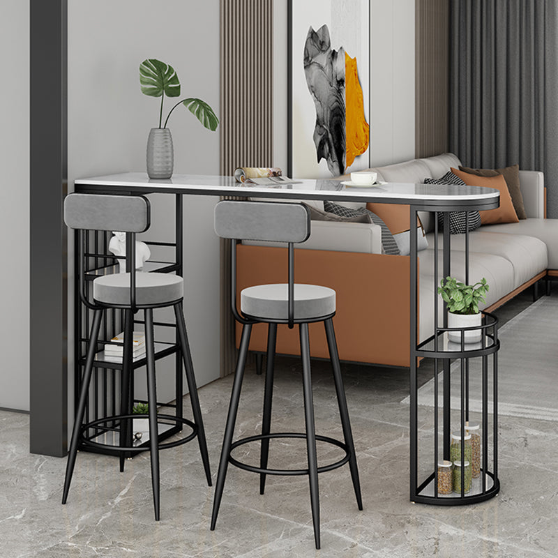 Indoor Stone Sled Cocktail Bar Table Modern Fixed Table Storage Bar Height Table Clearhalo 'Bar Furniture' 'Bar Tables' 'bar_tables' 'Furniture' 'furniture_bar_tables' 'Kitchen & Dining Furniture' 'kitchen&dining_furn' 'kitchen' 4241253