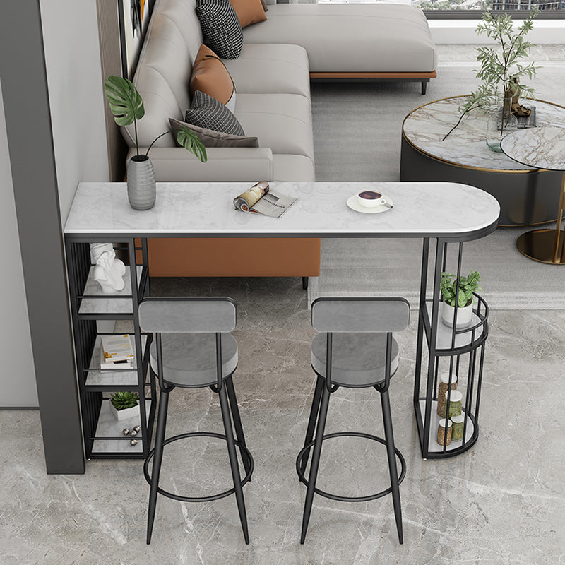 Indoor Stone Sled Cocktail Bar Table Modern Fixed Table Storage Bar Height Table Clearhalo 'Bar Furniture' 'Bar Tables' 'bar_tables' 'Furniture' 'furniture_bar_tables' 'Kitchen & Dining Furniture' 'kitchen&dining_furn' 'kitchen' 4241254