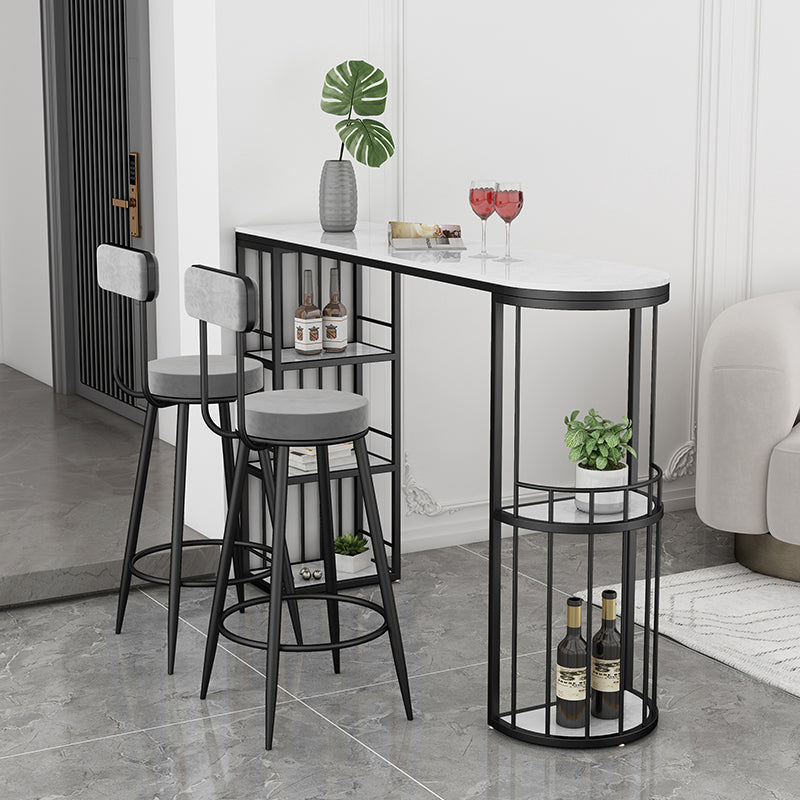 Indoor Stone Sled Cocktail Bar Table Modern Fixed Table Storage Bar Height Table Clearhalo 'Bar Furniture' 'Bar Tables' 'bar_tables' 'Furniture' 'furniture_bar_tables' 'Kitchen & Dining Furniture' 'kitchen&dining_furn' 'kitchen' 4241255