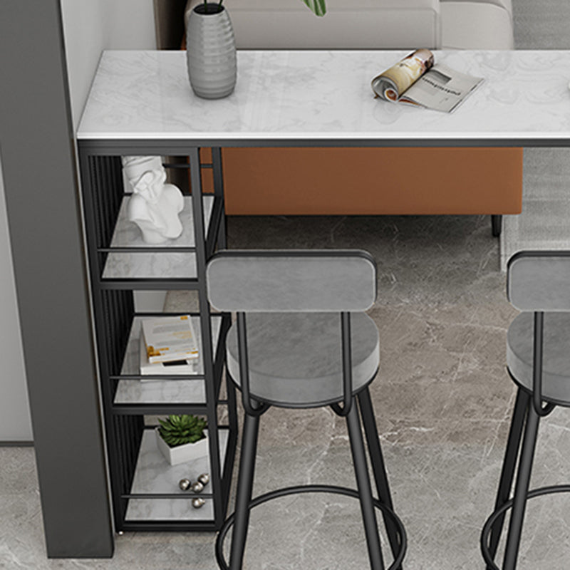 Indoor Stone Sled Cocktail Bar Table Modern Fixed Table Storage Bar Height Table Clearhalo 'Bar Furniture' 'Bar Tables' 'bar_tables' 'Furniture' 'furniture_bar_tables' 'Kitchen & Dining Furniture' 'kitchen&dining_furn' 'kitchen' 4241259