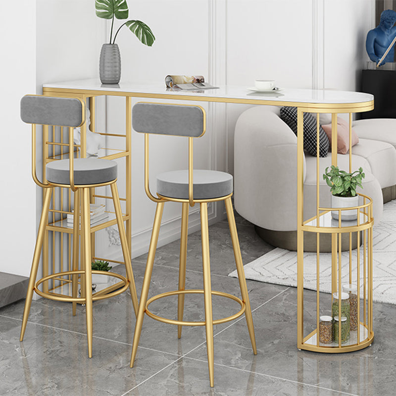 Indoor Stone Sled Cocktail Bar Table Modern Fixed Table Storage Bar Height Table Clearhalo 'Bar Furniture' 'Bar Tables' 'bar_tables' 'Furniture' 'furniture_bar_tables' 'Kitchen & Dining Furniture' 'kitchen&dining_furn' 'kitchen' 4241260