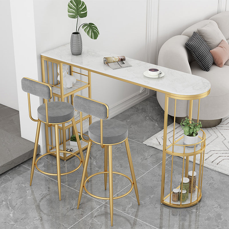 Indoor Stone Sled Cocktail Bar Table Modern Fixed Table Storage Bar Height Table Clearhalo 'Bar Furniture' 'Bar Tables' 'bar_tables' 'Furniture' 'furniture_bar_tables' 'Kitchen & Dining Furniture' 'kitchen&dining_furn' 'kitchen' 4241262