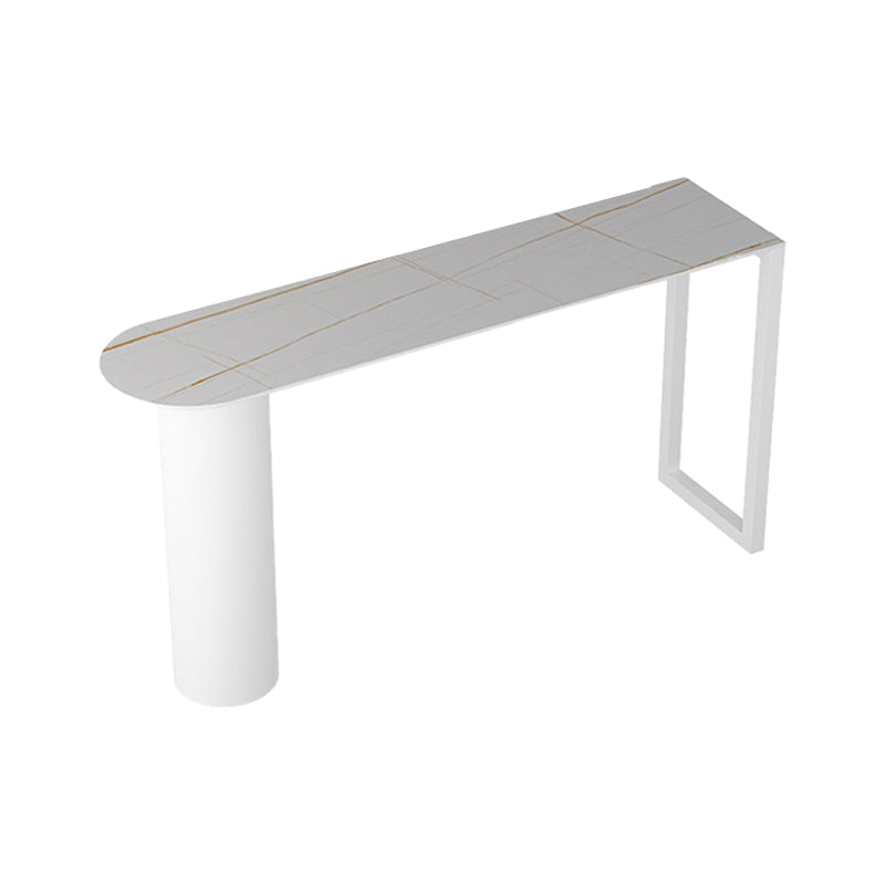 Stone Modern Indoor Bistro Bar Table Double Pedestal Bar Height Cocktail Table White Clearhalo 'Bar Furniture' 'Bar Tables' 'bar_tables' 'Furniture' 'furniture_bar_tables' 'Kitchen & Dining Furniture' 'kitchen&dining_furn' 'kitchen' 4241269