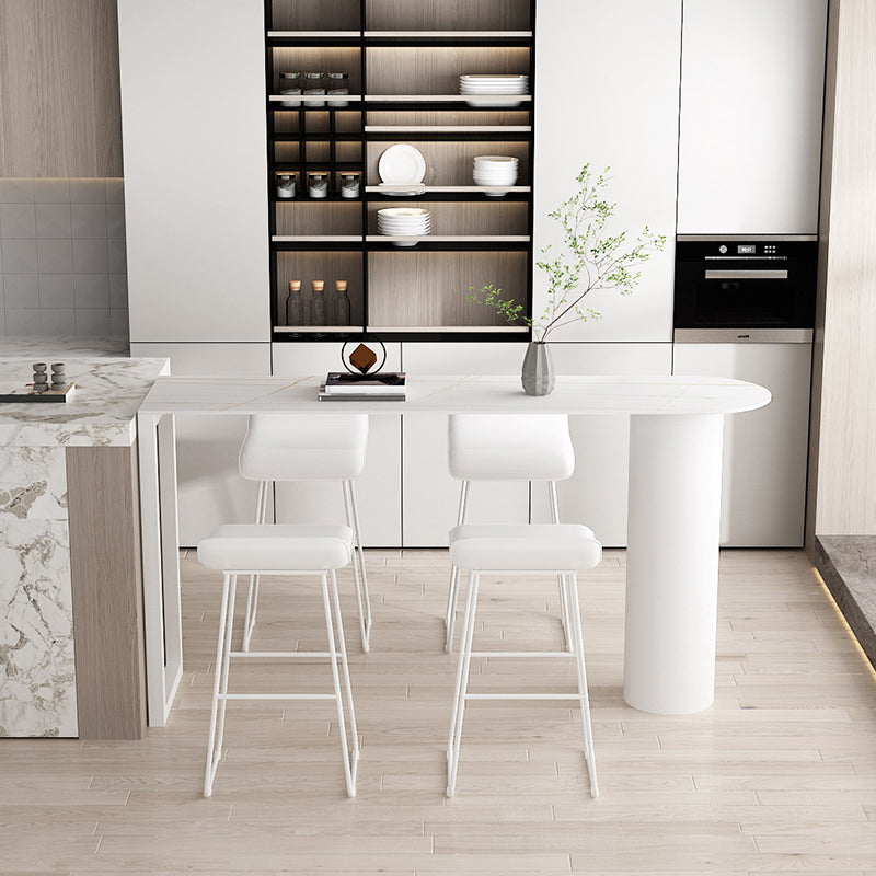 Stone Modern Indoor Bistro Bar Table Double Pedestal Bar Height Cocktail Table Clearhalo 'Bar Furniture' 'Bar Tables' 'bar_tables' 'Furniture' 'furniture_bar_tables' 'Kitchen & Dining Furniture' 'kitchen&dining_furn' 'kitchen' 4241271