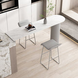 Stone Modern Indoor Bistro Bar Table Double Pedestal Bar Height Cocktail Table Clearhalo 'Bar Furniture' 'Bar Tables' 'bar_tables' 'Furniture' 'furniture_bar_tables' 'Kitchen & Dining Furniture' 'kitchen&dining_furn' 'kitchen' 4241272