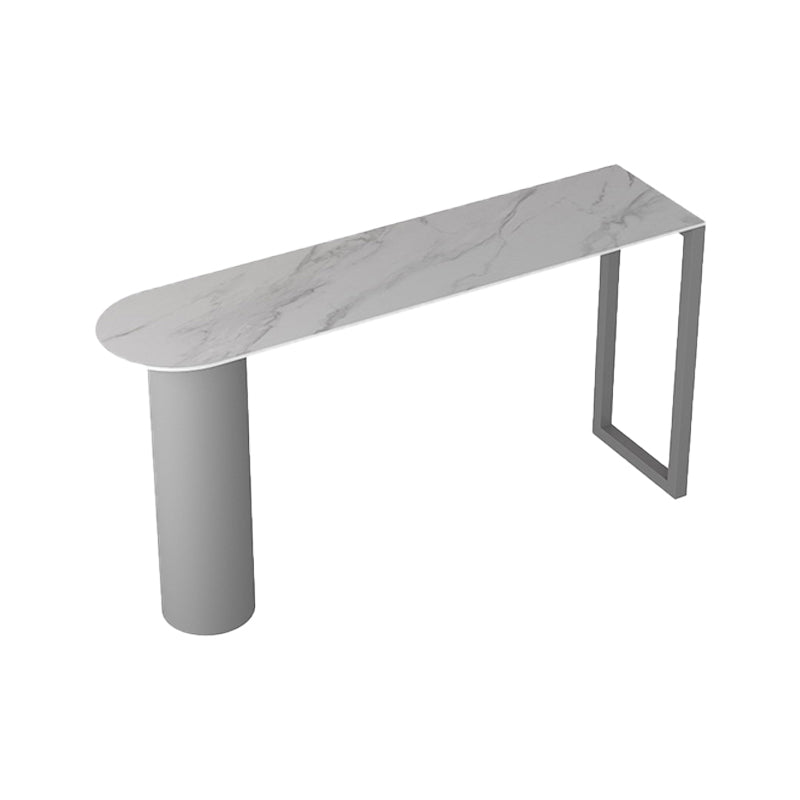 Stone Modern Indoor Bistro Bar Table Double Pedestal Bar Height Cocktail Table Grey Clearhalo 'Bar Furniture' 'Bar Tables' 'bar_tables' 'Furniture' 'furniture_bar_tables' 'Kitchen & Dining Furniture' 'kitchen&dining_furn' 'kitchen' 4241273