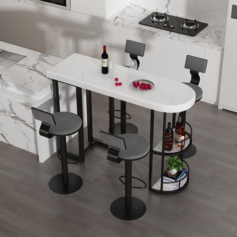 Marble Stone Indoor White Bistro Bar Table Storage Fixed Table Modern Counter Wine Table Clearhalo 'Bar Furniture' 'Bar Tables' 'bar_tables' 'Furniture' 'furniture_bar_tables' 'Kitchen & Dining Furniture' 'kitchen&dining_furn' 'kitchen' 4241282