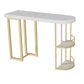Marble Stone Indoor White Bistro Bar Table Storage Fixed Table Modern Counter Wine Table Gold 47.2"L x 17.7"W x 39.4"H Clearhalo 'Bar Furniture' 'Bar Tables' 'bar_tables' 'Furniture' 'furniture_bar_tables' 'Kitchen & Dining Furniture' 'kitchen&dining_furn' 'kitchen' 4241283