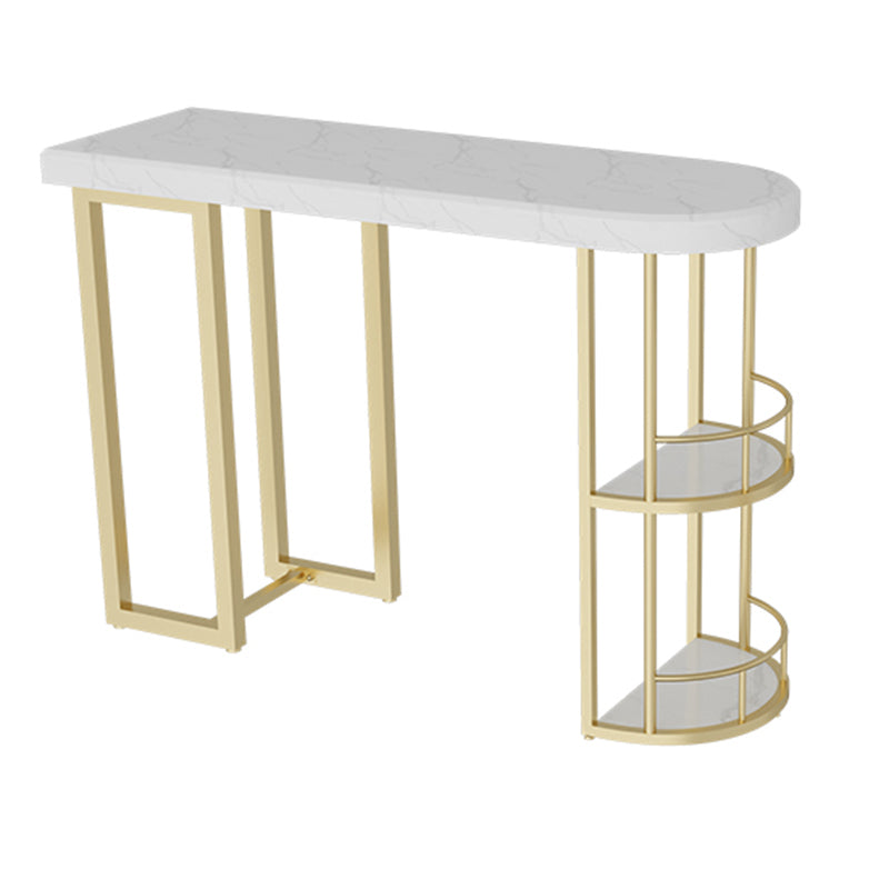 Marble Stone Indoor White Bistro Bar Table Storage Fixed Table Modern Counter Wine Table Gold 47.2"L x 17.7"W x 39.4"H Clearhalo 'Bar Furniture' 'Bar Tables' 'bar_tables' 'Furniture' 'furniture_bar_tables' 'Kitchen & Dining Furniture' 'kitchen&dining_furn' 'kitchen' 4241283