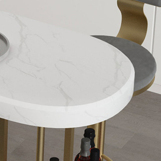 Marble Stone Indoor White Bistro Bar Table Storage Fixed Table Modern Counter Wine Table Clearhalo 'Bar Furniture' 'Bar Tables' 'bar_tables' 'Furniture' 'furniture_bar_tables' 'Kitchen & Dining Furniture' 'kitchen&dining_furn' 'kitchen' 4241288