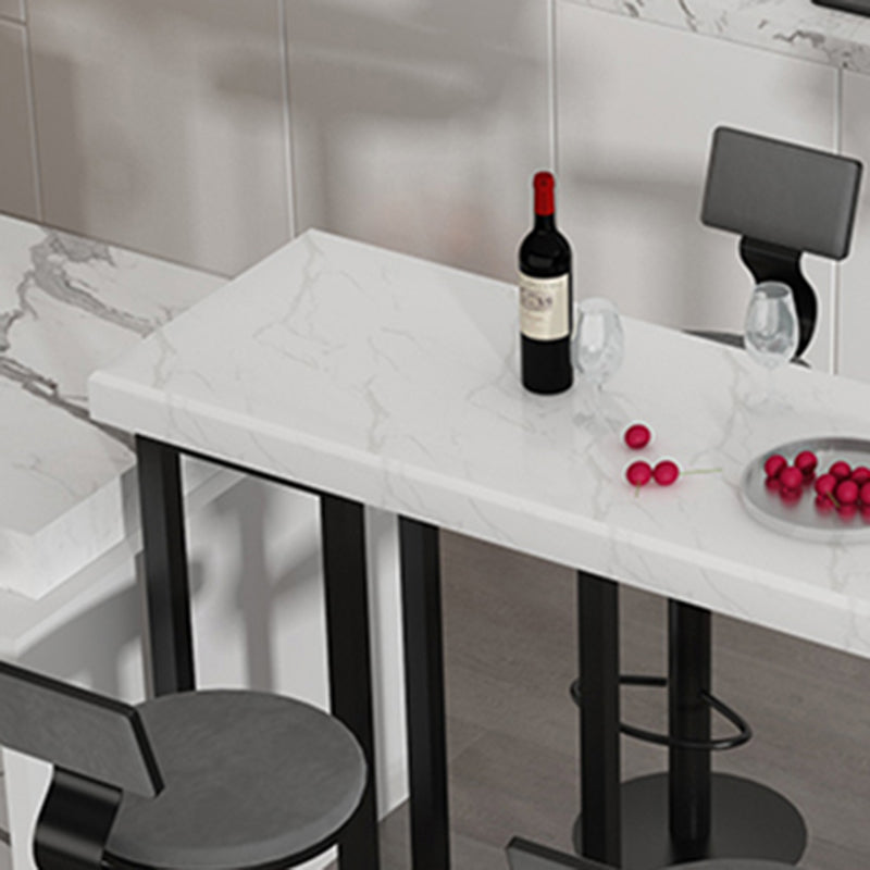 Marble Stone Indoor White Bistro Bar Table Storage Fixed Table Modern Counter Wine Table Clearhalo 'Bar Furniture' 'Bar Tables' 'bar_tables' 'Furniture' 'furniture_bar_tables' 'Kitchen & Dining Furniture' 'kitchen&dining_furn' 'kitchen' 4241291