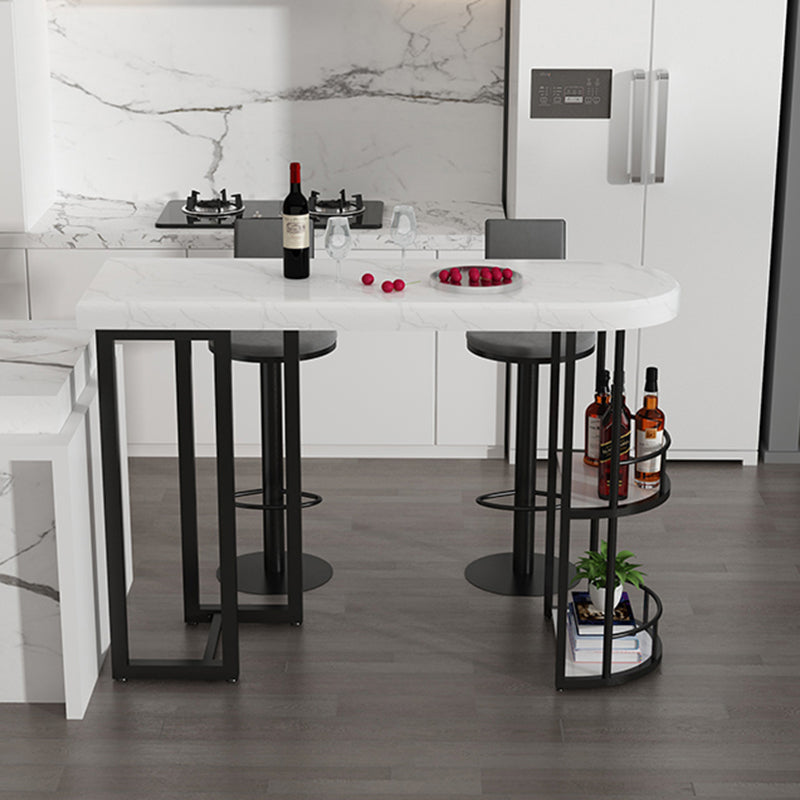 Marble Stone Indoor White Bistro Bar Table Storage Fixed Table Modern Counter Wine Table Clearhalo 'Bar Furniture' 'Bar Tables' 'bar_tables' 'Furniture' 'furniture_bar_tables' 'Kitchen & Dining Furniture' 'kitchen&dining_furn' 'kitchen' 4241293