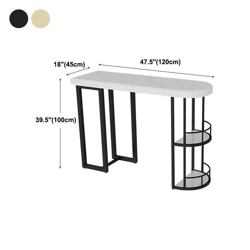 Marble Stone Indoor White Bistro Bar Table Storage Fixed Table Modern Counter Wine Table Clearhalo 'Bar Furniture' 'Bar Tables' 'bar_tables' 'Furniture' 'furniture_bar_tables' 'Kitchen & Dining Furniture' 'kitchen&dining_furn' 'kitchen' 4241294