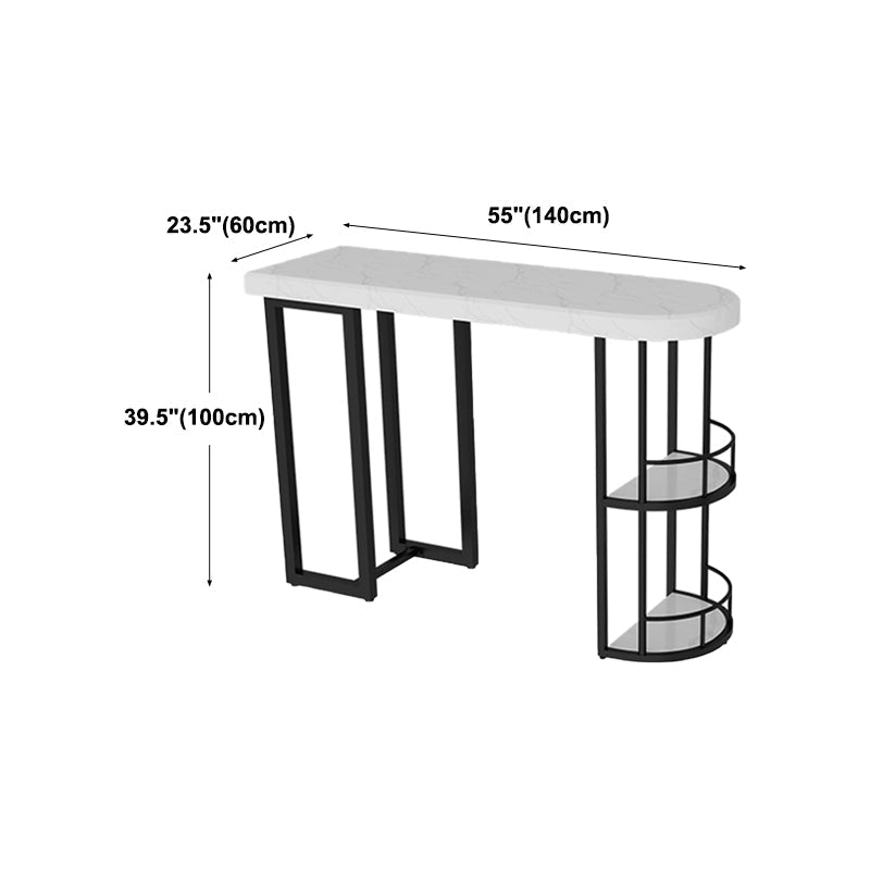 Marble Stone Indoor White Bistro Bar Table Storage Fixed Table Modern Counter Wine Table Clearhalo 'Bar Furniture' 'Bar Tables' 'bar_tables' 'Furniture' 'furniture_bar_tables' 'Kitchen & Dining Furniture' 'kitchen&dining_furn' 'kitchen' 4241295