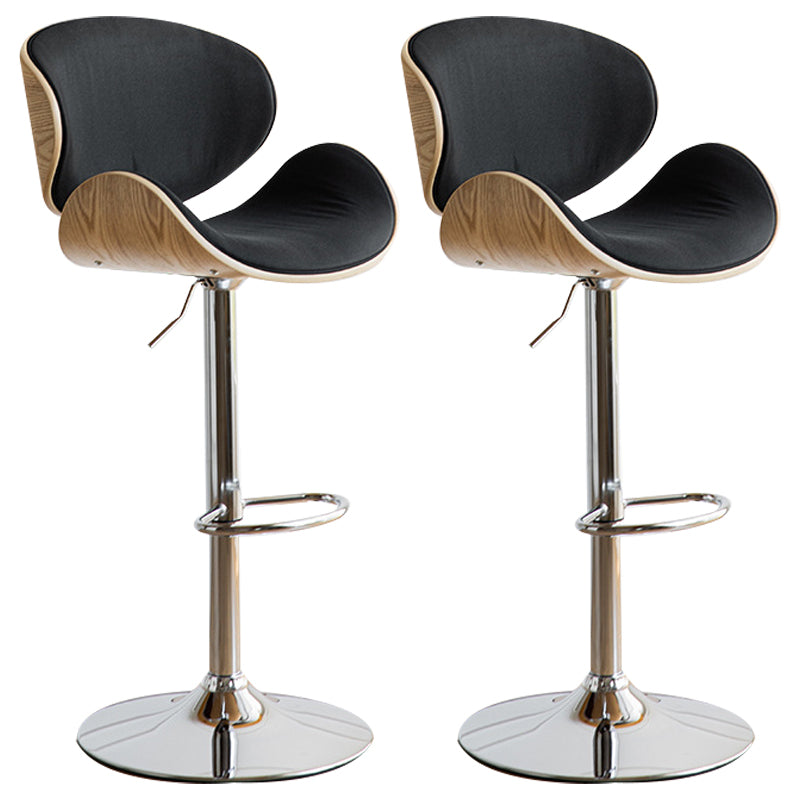 Scandinavian Adjustable Height Metal Counter Stools Wood Low Back Bar Stools (Set of 2) Black-Silver 2 Piece Set Clearhalo 'Bar Furniture' 'Bar Stools' 'bar_stools' 'furn' 'furn_bar_stools' 'furniture_bar_stools' 'Kitchen & Dining Furniture' 'kitchen&dining_furn' 'kitchen' 'kitchen_furn' Furniture' 4241346