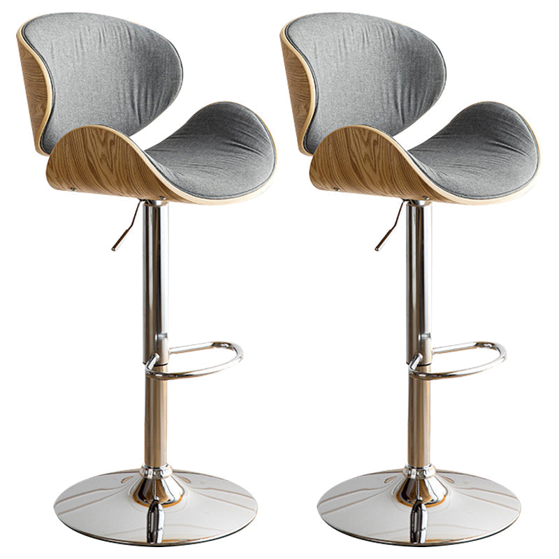 Scandinavian Adjustable Height Metal Counter Stools Wood Low Back Bar Stools (Set of 2) Grey 2 Piece Set Clearhalo 'Bar Furniture' 'Bar Stools' 'bar_stools' 'furn' 'furn_bar_stools' 'furniture_bar_stools' 'Kitchen & Dining Furniture' 'kitchen&dining_furn' 'kitchen' 'kitchen_furn' Furniture' 4241347