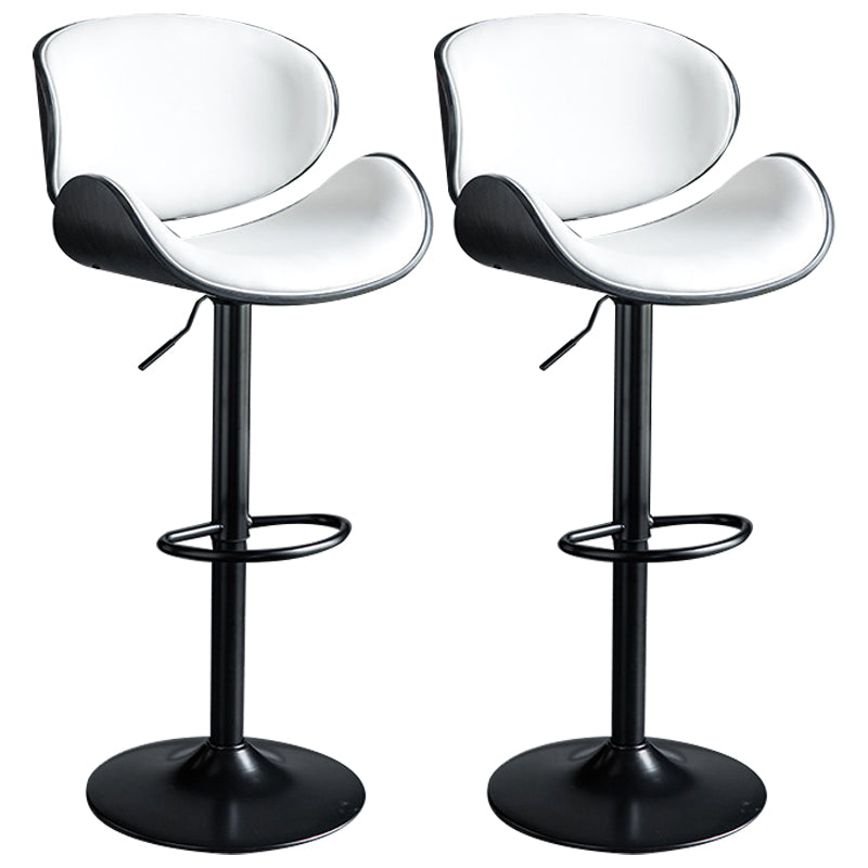 Scandinavian Adjustable Height Metal Counter Stools Wood Low Back Bar Stools (Set of 2) Black White 2 Piece Set Clearhalo 'Bar Furniture' 'Bar Stools' 'bar_stools' 'furn' 'furn_bar_stools' 'furniture_bar_stools' 'Kitchen & Dining Furniture' 'kitchen&dining_furn' 'kitchen' 'kitchen_furn' Furniture' 4241349