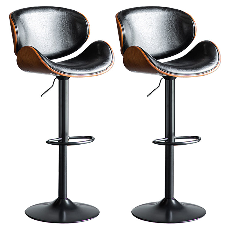 Scandinavian Adjustable Height Metal Counter Stools Wood Low Back Bar Stools (Set of 2) Black 2 Piece Set Clearhalo 'Bar Furniture' 'Bar Stools' 'bar_stools' 'furn' 'furn_bar_stools' 'furniture_bar_stools' 'Kitchen & Dining Furniture' 'kitchen&dining_furn' 'kitchen' 'kitchen_furn' Furniture' 4241351