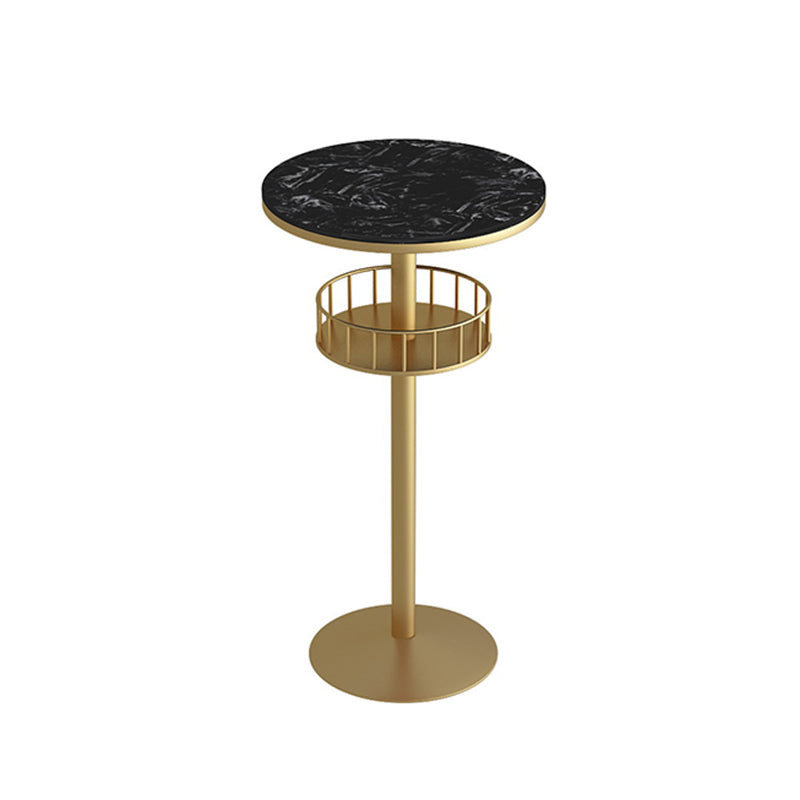 Contemporary Marble Pedestal Pub Bar Table Balcony Event and Cocktail Table with Storage Gold Black Round Clearhalo 'Bar Furniture' 'Bar Tables' 'bar_tables' 'Furniture' 'furniture_bar_tables' 'Kitchen & Dining Furniture' 'kitchen&dining_furn' 'kitchen' 4241410