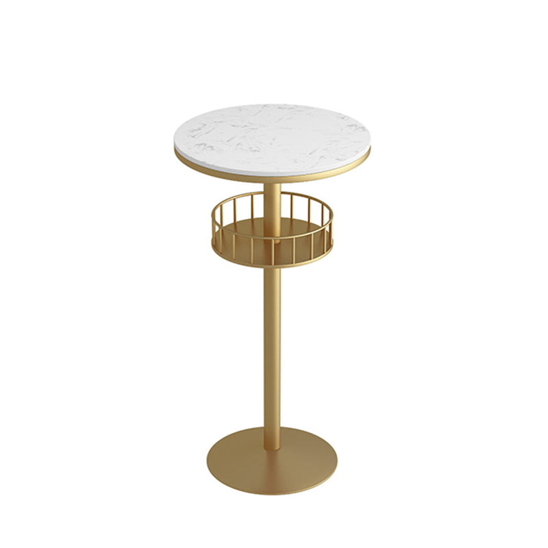 Contemporary Marble Pedestal Pub Bar Table Balcony Event and Cocktail Table with Storage Gold White Round Clearhalo 'Bar Furniture' 'Bar Tables' 'bar_tables' 'Furniture' 'furniture_bar_tables' 'Kitchen & Dining Furniture' 'kitchen&dining_furn' 'kitchen' 4241411