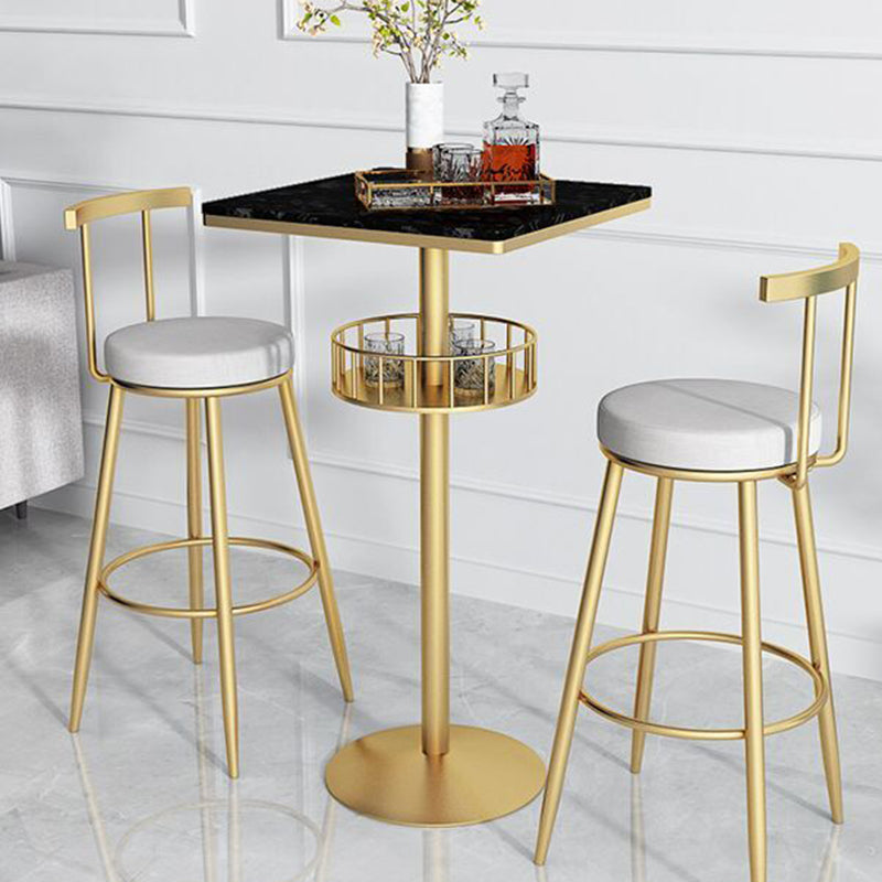 Contemporary Marble Pedestal Pub Bar Table Balcony Event and Cocktail Table with Storage Gold Black Square Clearhalo 'Bar Furniture' 'Bar Tables' 'bar_tables' 'Furniture' 'furniture_bar_tables' 'Kitchen & Dining Furniture' 'kitchen&dining_furn' 'kitchen' 4241417