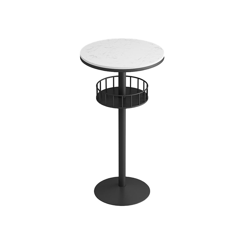 Contemporary Marble Pedestal Pub Bar Table Balcony Event and Cocktail Table with Storage Black White Round Clearhalo 'Bar Furniture' 'Bar Tables' 'bar_tables' 'Furniture' 'furniture_bar_tables' 'Kitchen & Dining Furniture' 'kitchen&dining_furn' 'kitchen' 4241418