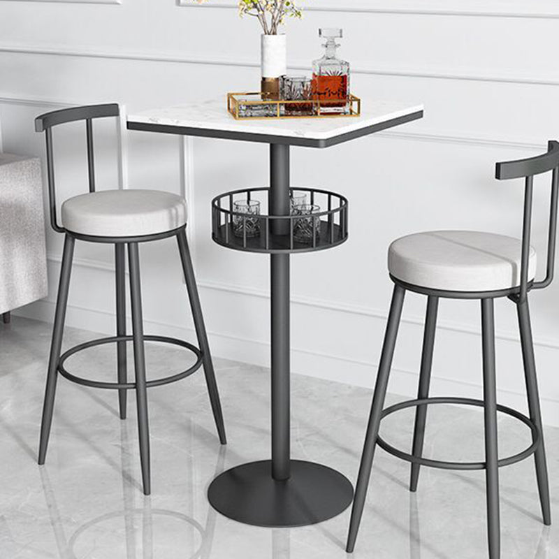 Contemporary Marble Pedestal Pub Bar Table Balcony Event and Cocktail Table with Storage Black White Square Clearhalo 'Bar Furniture' 'Bar Tables' 'bar_tables' 'Furniture' 'furniture_bar_tables' 'Kitchen & Dining Furniture' 'kitchen&dining_furn' 'kitchen' 4241419