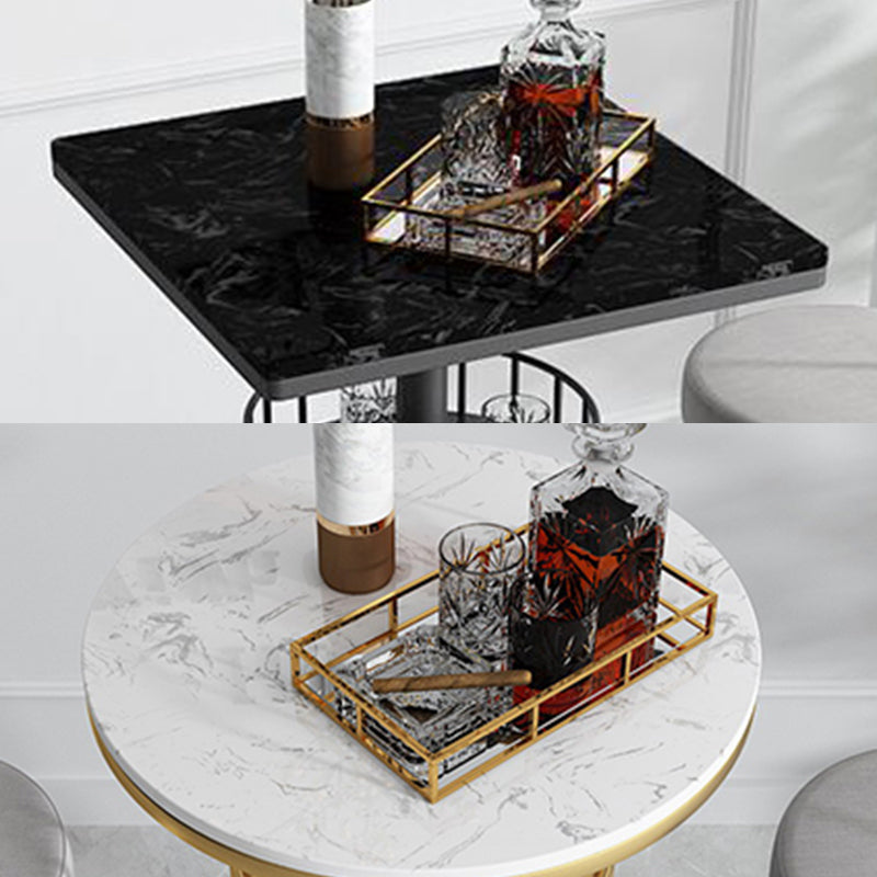 Contemporary Marble Pedestal Pub Bar Table Balcony Event and Cocktail Table with Storage Clearhalo 'Bar Furniture' 'Bar Tables' 'bar_tables' 'Furniture' 'furniture_bar_tables' 'Kitchen & Dining Furniture' 'kitchen&dining_furn' 'kitchen' 4241420