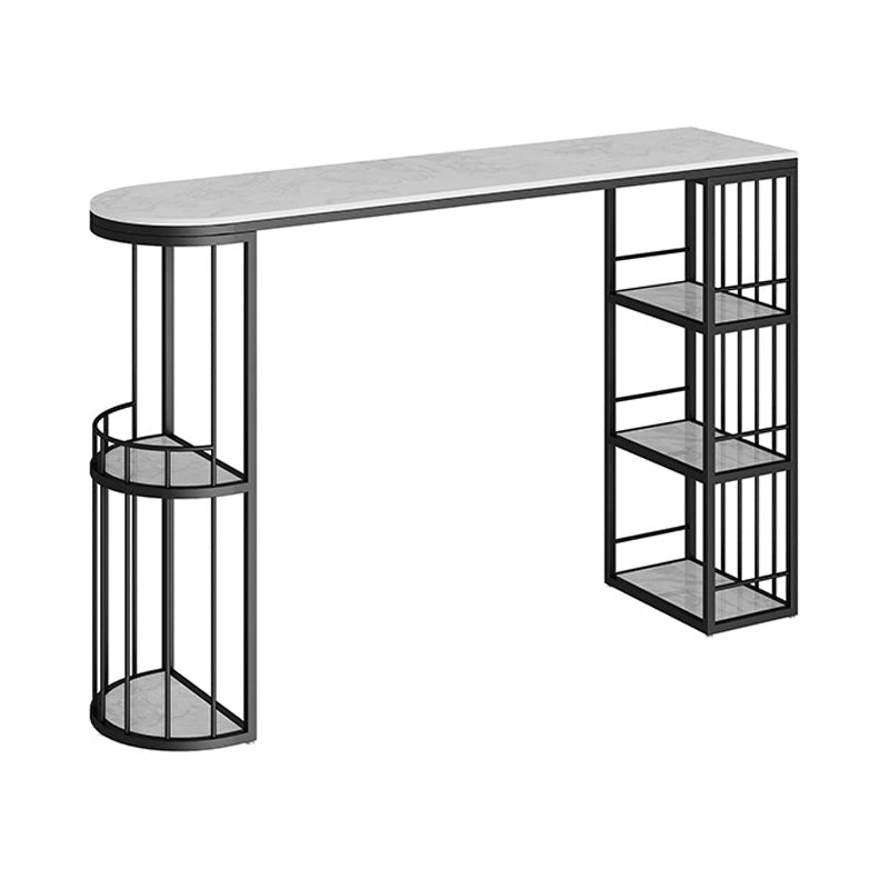 Contemporary Bar Dining Table Indoor Bar Height Pub Table with Shelves Black Clearhalo 'Bar Furniture' 'Bar Tables' 'bar_tables' 'Furniture' 'furniture_bar_tables' 'Kitchen & Dining Furniture' 'kitchen&dining_furn' 'kitchen' 4241466