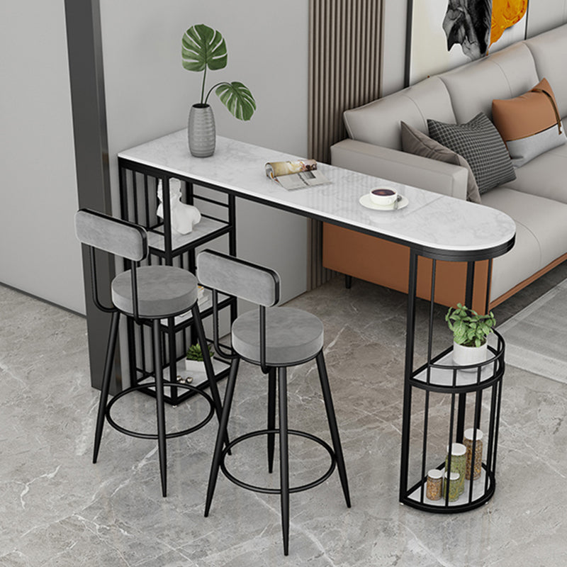 Contemporary Bar Dining Table Indoor Bar Height Pub Table with Shelves Clearhalo 'Bar Furniture' 'Bar Tables' 'bar_tables' 'Furniture' 'furniture_bar_tables' 'Kitchen & Dining Furniture' 'kitchen&dining_furn' 'kitchen' 4241467