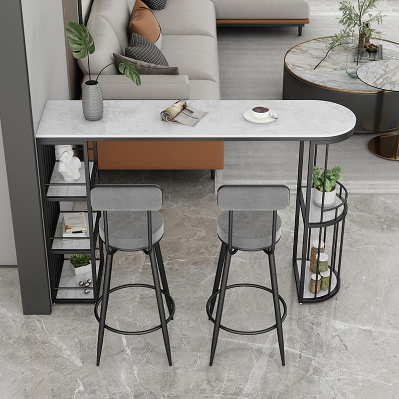 Contemporary Bar Dining Table Indoor Bar Height Pub Table with Shelves Clearhalo 'Bar Furniture' 'Bar Tables' 'bar_tables' 'Furniture' 'furniture_bar_tables' 'Kitchen & Dining Furniture' 'kitchen&dining_furn' 'kitchen' 4241468