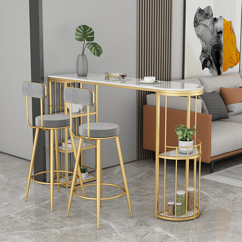 Contemporary Bar Dining Table Indoor Bar Height Pub Table with Shelves Clearhalo 'Bar Furniture' 'Bar Tables' 'bar_tables' 'Furniture' 'furniture_bar_tables' 'Kitchen & Dining Furniture' 'kitchen&dining_furn' 'kitchen' 4241469