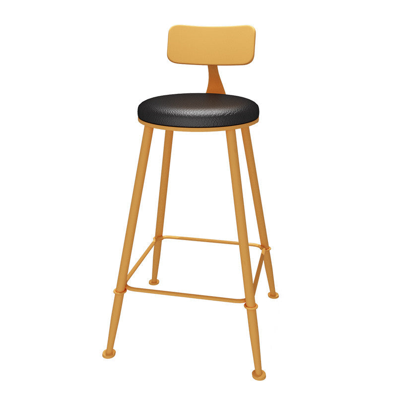 Industrial Orange Counter Stools Iron PU Upholstery Bar Stools with Low Back 1 Piece Clearhalo 'Bar Furniture' 'Bar Stools' 'bar_stools' 'furn' 'furn_bar_stools' 'furniture_bar_stools' 'Kitchen & Dining Furniture' 'kitchen&dining_furn' 'kitchen' 'kitchen_furn' Furniture' 4241574
