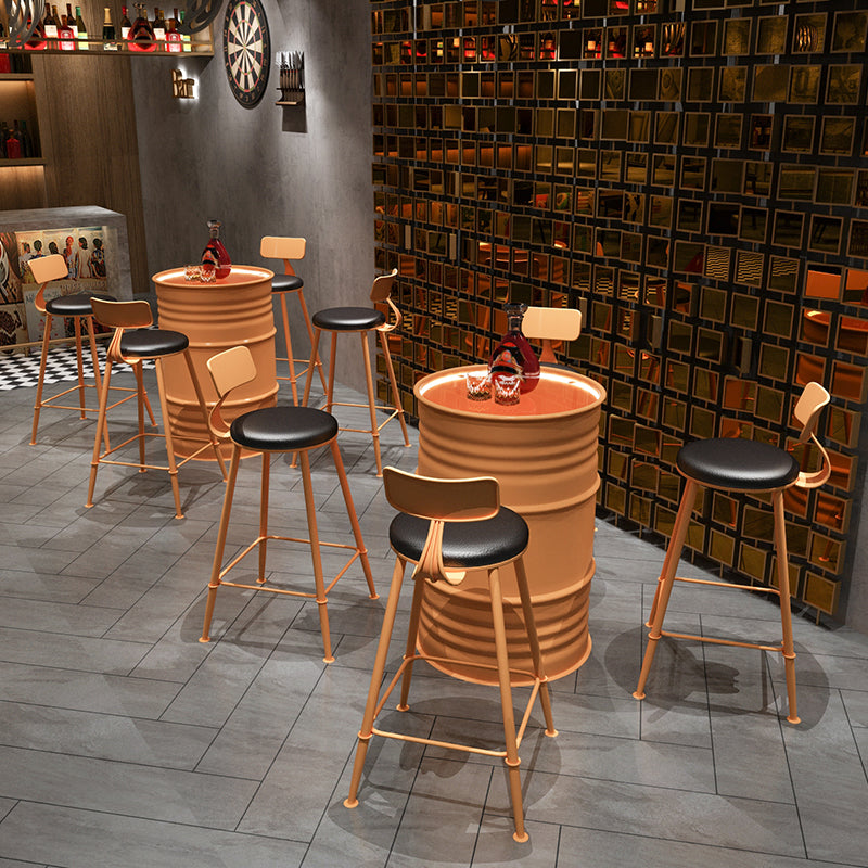 Industrial Orange Counter Stools Iron PU Upholstery Bar Stools with Low Back Clearhalo 'Bar Furniture' 'Bar Stools' 'bar_stools' 'furn' 'furn_bar_stools' 'furniture_bar_stools' 'Kitchen & Dining Furniture' 'kitchen&dining_furn' 'kitchen' 'kitchen_furn' Furniture' 4241575