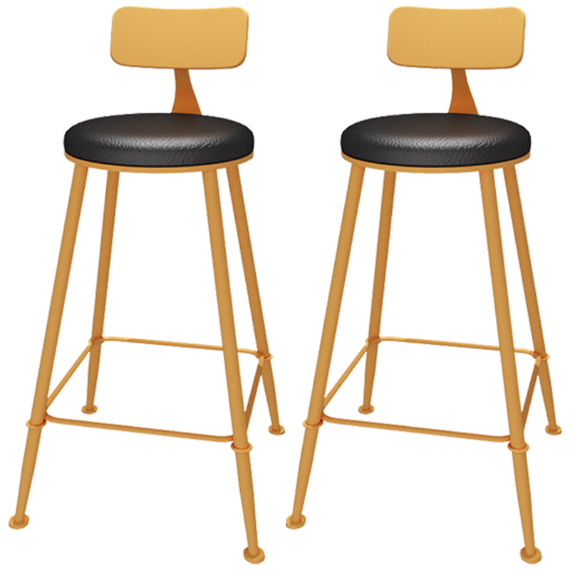 Industrial Orange Counter Stools Iron PU Upholstery Bar Stools with Low Back 2 Piece Set Clearhalo 'Bar Furniture' 'Bar Stools' 'bar_stools' 'furn' 'furn_bar_stools' 'furniture_bar_stools' 'Kitchen & Dining Furniture' 'kitchen&dining_furn' 'kitchen' 'kitchen_furn' Furniture' 4241576