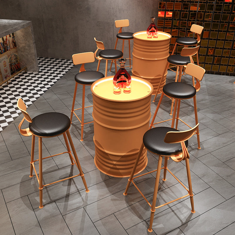 Industrial Orange Counter Stools Iron PU Upholstery Bar Stools with Low Back Clearhalo 'Bar Furniture' 'Bar Stools' 'bar_stools' 'furn' 'furn_bar_stools' 'furniture_bar_stools' 'Kitchen & Dining Furniture' 'kitchen&dining_furn' 'kitchen' 'kitchen_furn' Furniture' 4241577