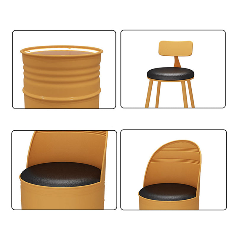 Industrial Orange Counter Stools Iron PU Upholstery Bar Stools with Low Back Clearhalo 'Bar Furniture' 'Bar Stools' 'bar_stools' 'furn' 'furn_bar_stools' 'furniture_bar_stools' 'Kitchen & Dining Furniture' 'kitchen&dining_furn' 'kitchen' 'kitchen_furn' Furniture' 4241580
