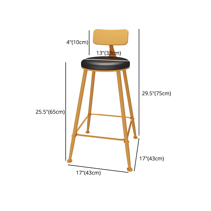 Industrial Orange Counter Stools Iron PU Upholstery Bar Stools with Low Back Clearhalo 'Bar Furniture' 'Bar Stools' 'bar_stools' 'furn' 'furn_bar_stools' 'furniture_bar_stools' 'Kitchen & Dining Furniture' 'kitchen&dining_furn' 'kitchen' 'kitchen_furn' Furniture' 4241581