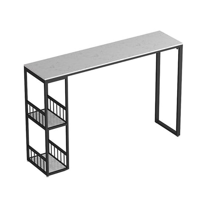 Glam Style 41.3"H Bar Table Marble White Rectangle Top Bistro Table for Living Room Black Clearhalo 'Bar Furniture' 'Bar Tables' 'bar_tables' 'Furniture' 'furniture_bar_tables' 'Kitchen & Dining Furniture' 'kitchen&dining_furn' 'kitchen' 4245305