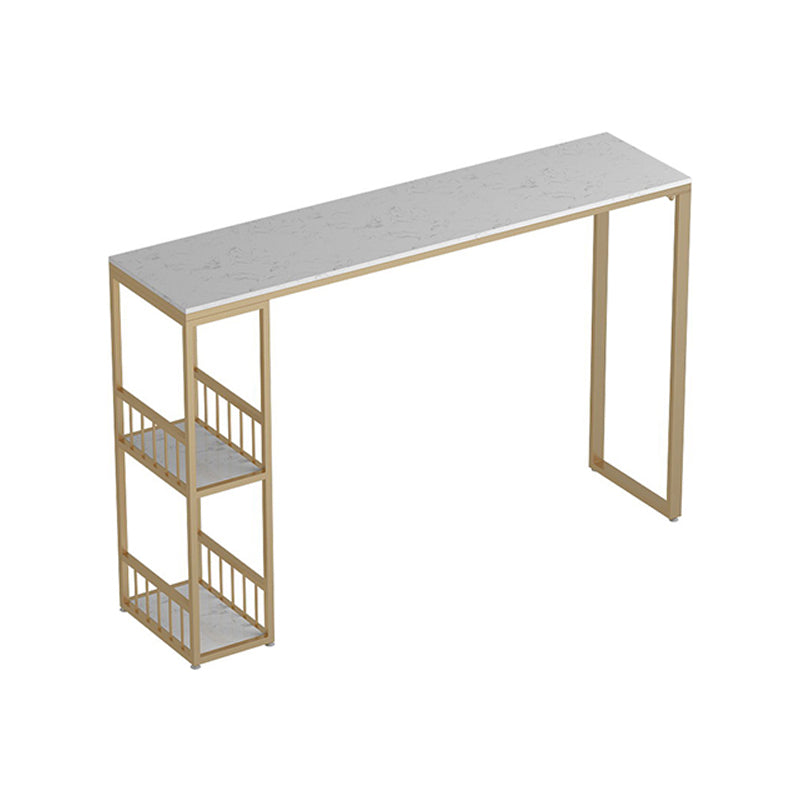 Glam Style 41.3"H Bar Table Marble White Rectangle Top Bistro Table for Living Room Gold Clearhalo 'Bar Furniture' 'Bar Tables' 'bar_tables' 'Furniture' 'furniture_bar_tables' 'Kitchen & Dining Furniture' 'kitchen&dining_furn' 'kitchen' 4245306