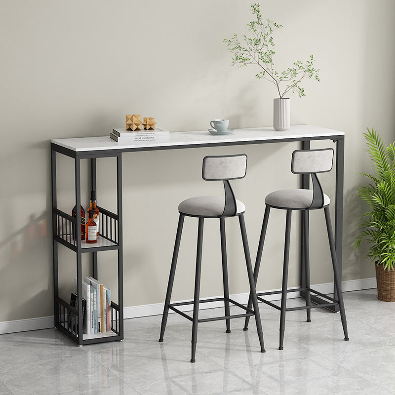Glam Style 41.3"H Bar Table Marble White Rectangle Top Bistro Table for Living Room Clearhalo 'Bar Furniture' 'Bar Tables' 'bar_tables' 'Furniture' 'furniture_bar_tables' 'Kitchen & Dining Furniture' 'kitchen&dining_furn' 'kitchen' 4245308