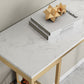 Glam Style 41.3"H Bar Table Marble White Rectangle Top Bistro Table for Living Room Clearhalo 'Bar Furniture' 'Bar Tables' 'bar_tables' 'Furniture' 'furniture_bar_tables' 'Kitchen & Dining Furniture' 'kitchen&dining_furn' 'kitchen' 4245313